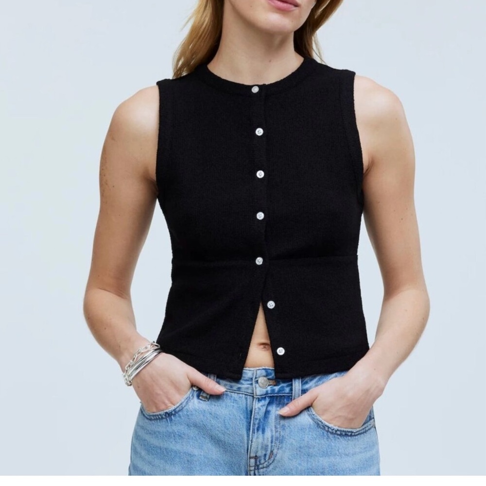 Madewell, button up top, black size large